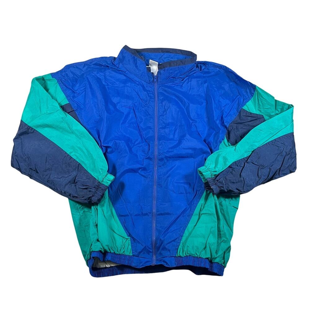 Vintage 90s Pro Spirit Green Windbreaker Nylon Zip Up Track Jacket Men’s SIZE XL